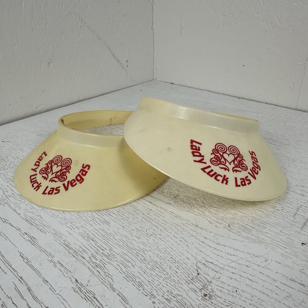 Vintage Lady Luck Las Vegas Hard‎ Plastic Sun Visor Lot Of Two